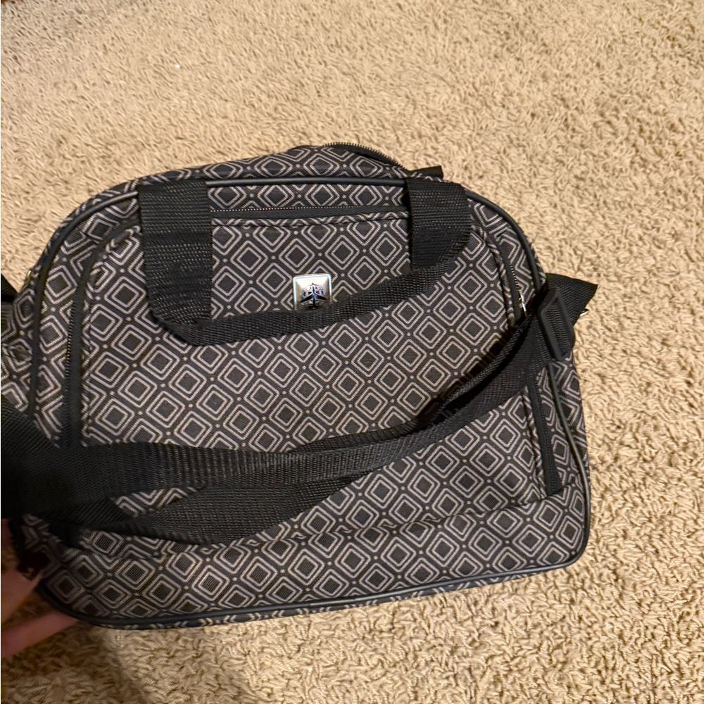 Stylish Black and Gray Geometric Men's Bag